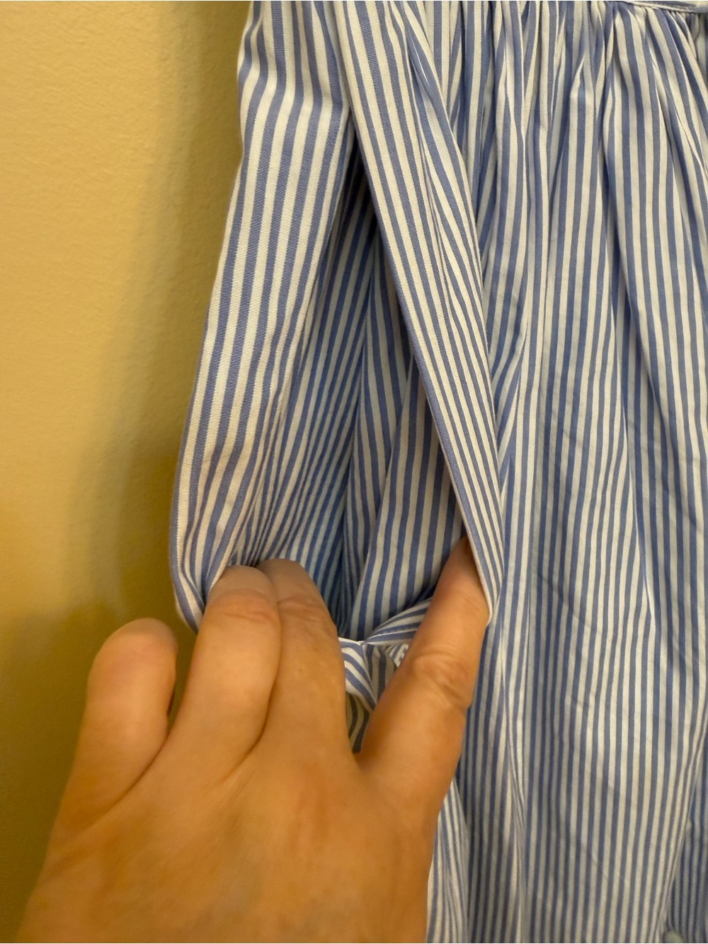 Ralph Lauren Blue and White Striped Button-Front Midi Skirt - Picture 6 of 8